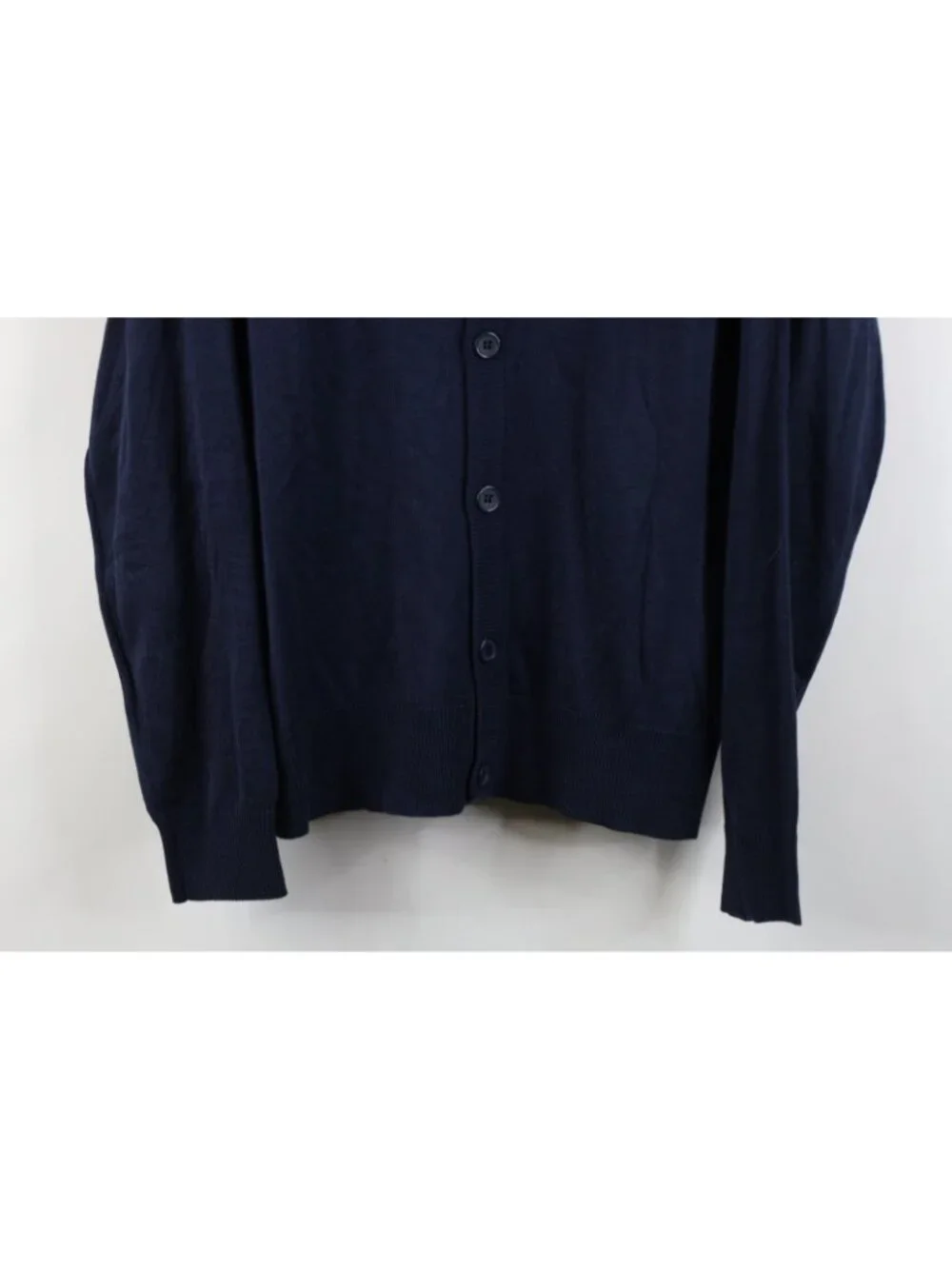 Deadstock Vintage 90s Y2K Streetwear Mens Large Blank Knit Cardigan Sweater Blue